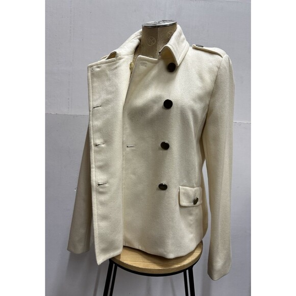 J. CREW women size 8 beige jacket double breasted waist wool ooat - Picture 15 of 16
